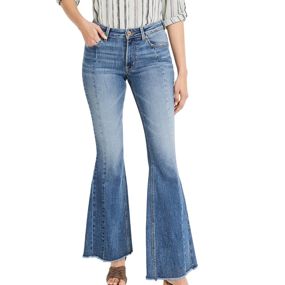 Edgely Flare Front Seam High Rise Frayed Hem Maurices Jeans Size 12L